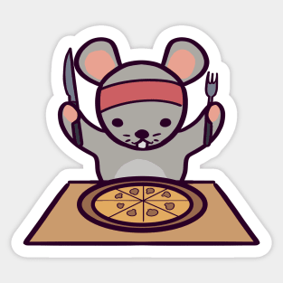 Cute Rat Pizza Day Sticker